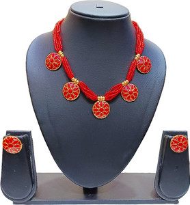 Sky Fashion Copper Gold-plated Red Jewellery Set