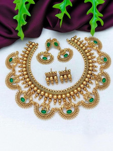 KEYMAX Alloy Gold-plated Green Jewellery Set