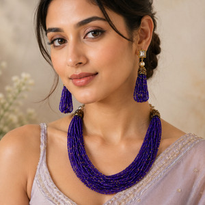 Henuka Copper Gold-plated Blue Jewellery Set