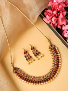 YELLOW CHIMES Metal Pink Jewellery Set