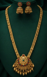 vihaajewellery Brass Gold-plated Gold Jewellery Set