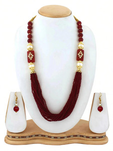 Henuka Stone, Alloy Maroon, White Jewellery Set