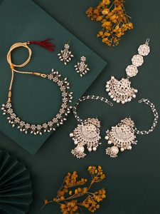 brado jewellery Brass Gold-plated Gold, White Jewellery Set