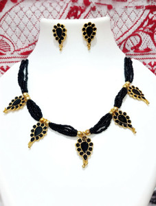 shree balaji gold Brass, Metal, Copper Gold-plated Black Jewellery Set