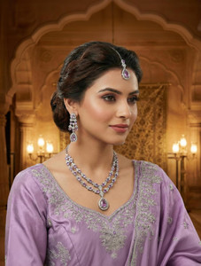 VATSALYA creation Alloy Gold-plated Purple Jewellery Set