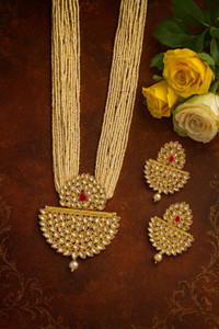 Henuka Copper Gold-plated Red, Gold, White Jewellery Set