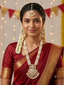 Reesha Jewel Brass White Jewellery Set