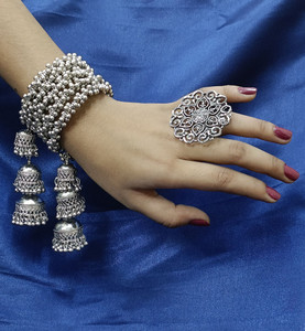 PRASUB Oxidised Silver Sterling Silver Silver Jewellery Set