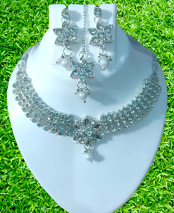 Abaan Fashion Terracotta Platinum Silver Jewellery Set