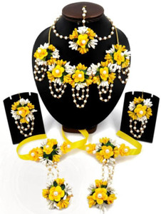 jailaxmi creation Fabric Red, Yellow Jewellery Set