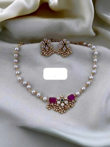 ARADHEMA Alloy Gold-plated White Jewellery Set