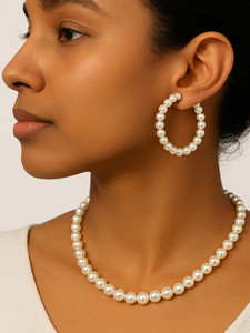 SIYA JEWELL Glass White Jewellery Set