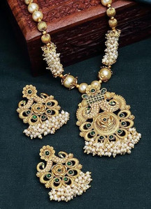 MANSIYAORANGE Copper Gold-plated Green Jewellery Set