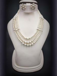 kashvi pearls and jewellers Mother of Pearl Silver White Jewellery Set