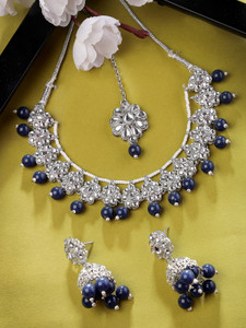 Sukkhi Alloy Rhodium Black Jewellery Set