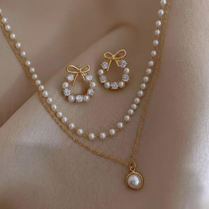Alinora Jewells Alloy Gold, White Jewellery Set