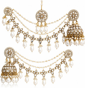 UWISH UW Round Bahubali with tikka Pearl Brass Jhumki Earring