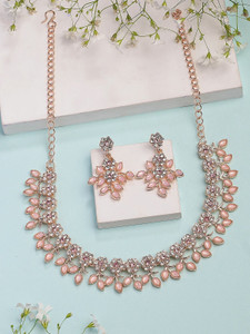 Sukkhi Alloy Gold-plated Pink Jewellery Set