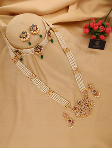 theostrich Brass Brass White Jewellery Set