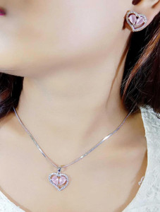 DENICRAAS Alloy Silver Pink Jewellery Set