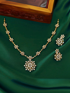 YIMBLI Brass Gold-plated Gold Jewellery Set