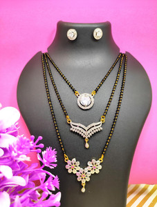 Divyanshi Collection Brass Silver Silver, Black, Gold Jewellery Set