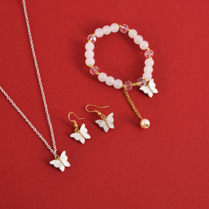 enten Metal Gold-plated White Jewellery Set