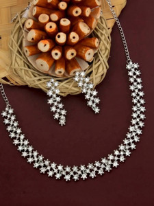 Atasi International Alloy Rhodium White, Silver Jewellery Set