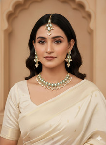 Vacker Alloy Gold-plated White, Green Jewellery Set