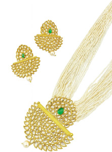 Henuka Copper Gold-plated Green Jewellery Set