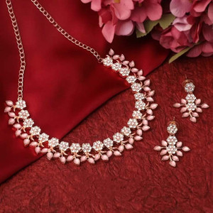 brado jewellery Brass Gold-plated Gold, Pink Jewellery Set