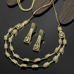 ZENEME Brass Gold Jewellery Set