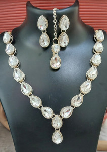 Frinity Collections Alloy Silver White Jewellery Set