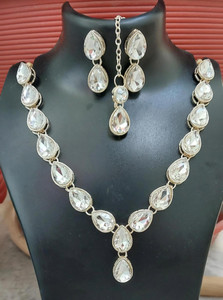 Frinity Collections Alloy Silver White Jewellery Set
