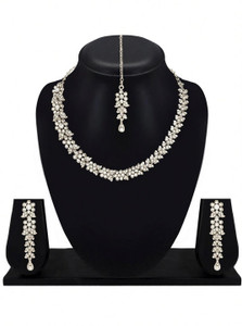Atasi International Alloy Rhodium Silver Jewellery Set