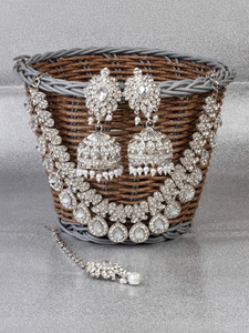 VATSALYA creation Alloy Silver White Jewellery Set