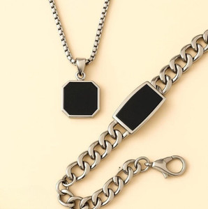 kazare Alloy Rhodium Silver, Black Jewellery Set