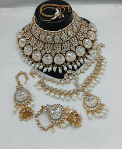 MAHADEV Alloy Gold-plated White Jewellery Set