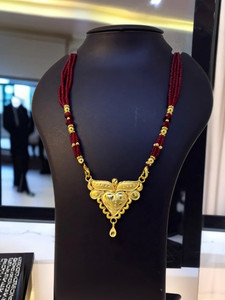 MSN Brass Gold-plated Maroon, Gold Jewellery Set