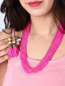 Henuka Copper Gold-plated Pink Jewellery Set