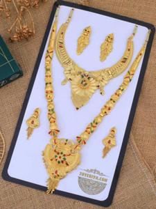 YOGMILLA Brass, Alloy Gold-plated Gold Jewellery Set