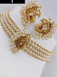 RRCREATIONS Alloy Gold-plated Gold Jewellery Set