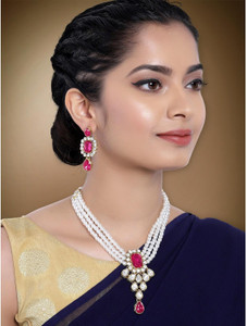 ZRFASHION Alloy Gold-plated Ruby Red Jewellery Set