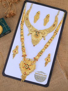 DIKAYORA ENTERPRISE Brass, Alloy Gold-plated Gold Jewellery Set