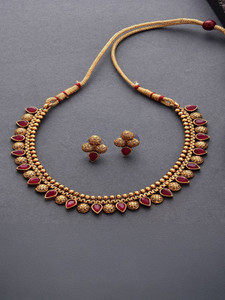 Fashion Frill Brass Gold-plated Gold Jewellery Set