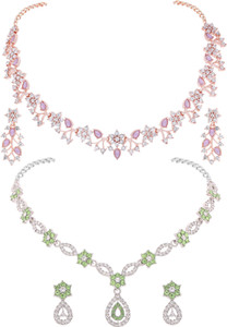 brado jewellery Brass Gold-plated Silver, Green, White, Rose Gold, Purple Jewellery Set