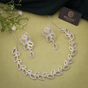 brado jewellery Brass Brass Silver, White Jewellery Set