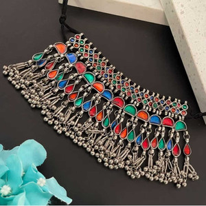 Alisha oxocraft Oxidised Silver Multicolor Jewellery Set