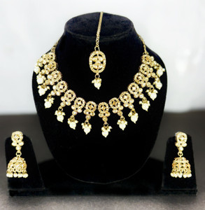 MAHI BRIDAL Brass, Alloy Gold-plated Gold Jewellery Set