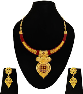 ZR JEWELS Alloy Gold-plated Red Jewellery Set